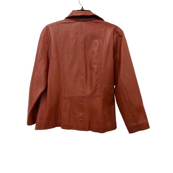 Simulassao Soft Leather Jacket Orange Fall - Picture 8 of 11
